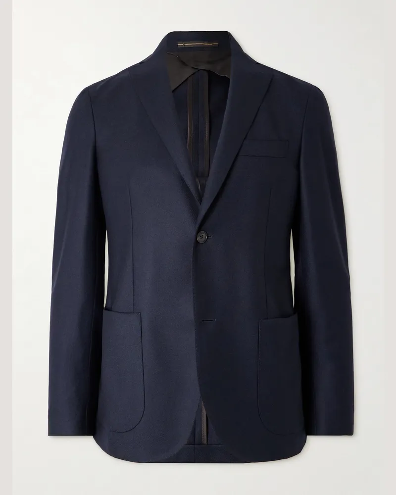 Incotex Schmal geschnittenes Sakko aus Flanell aus einer Wollmischung Blau