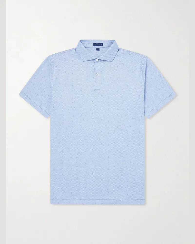Peter Millar Fifty-Fifty Printed Stretch-Jersey Polo Shirt Blue