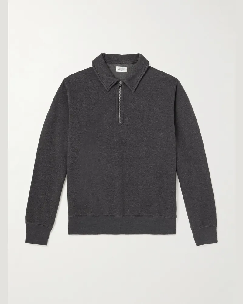 Hartford Cotton-Blend Jersey Half-Zip Sweatshirt Gray