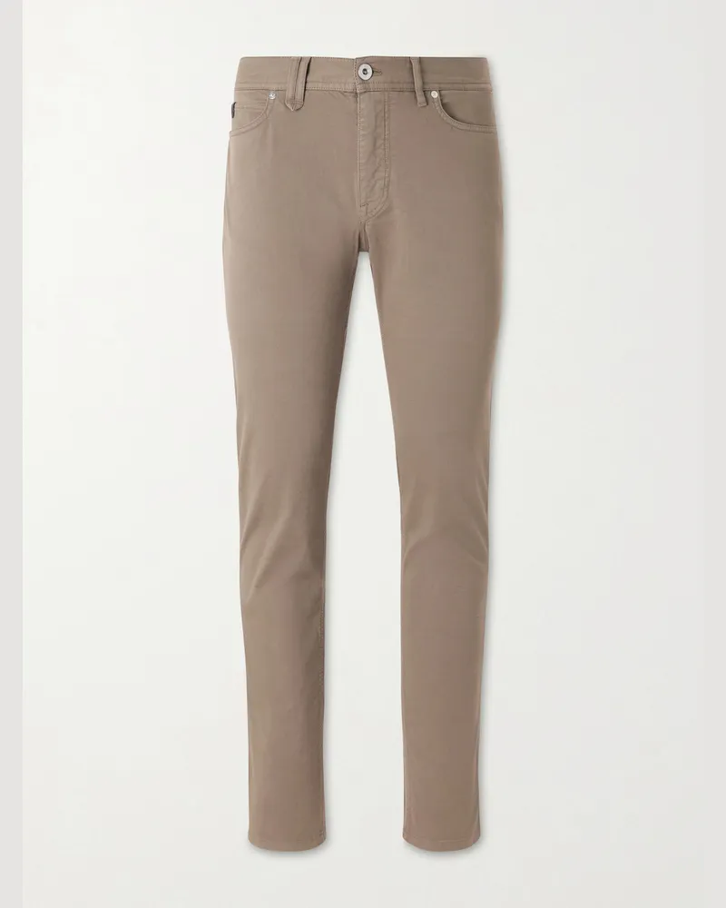 Brioni Meribel Straight-Leg Cotton-Blend Trousers Neutrals