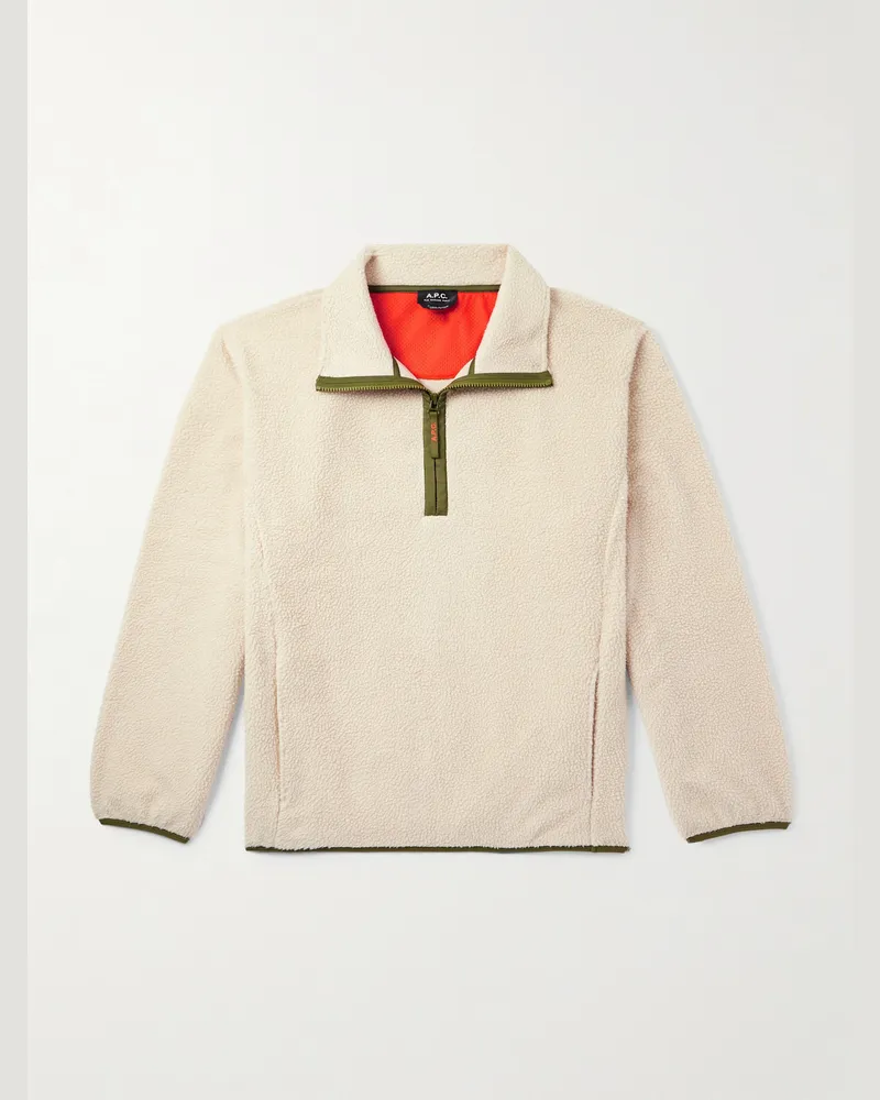 A.P.C. Sweat Willy Sweatshirt aus Fleece mit kurzem Reißverschluss und Shell-Besatz Neutral