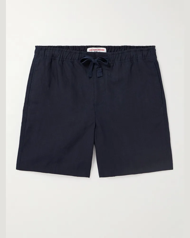 Orlebar Brown Alex Straight-Leg Linen Drawstring Shorts Blue
