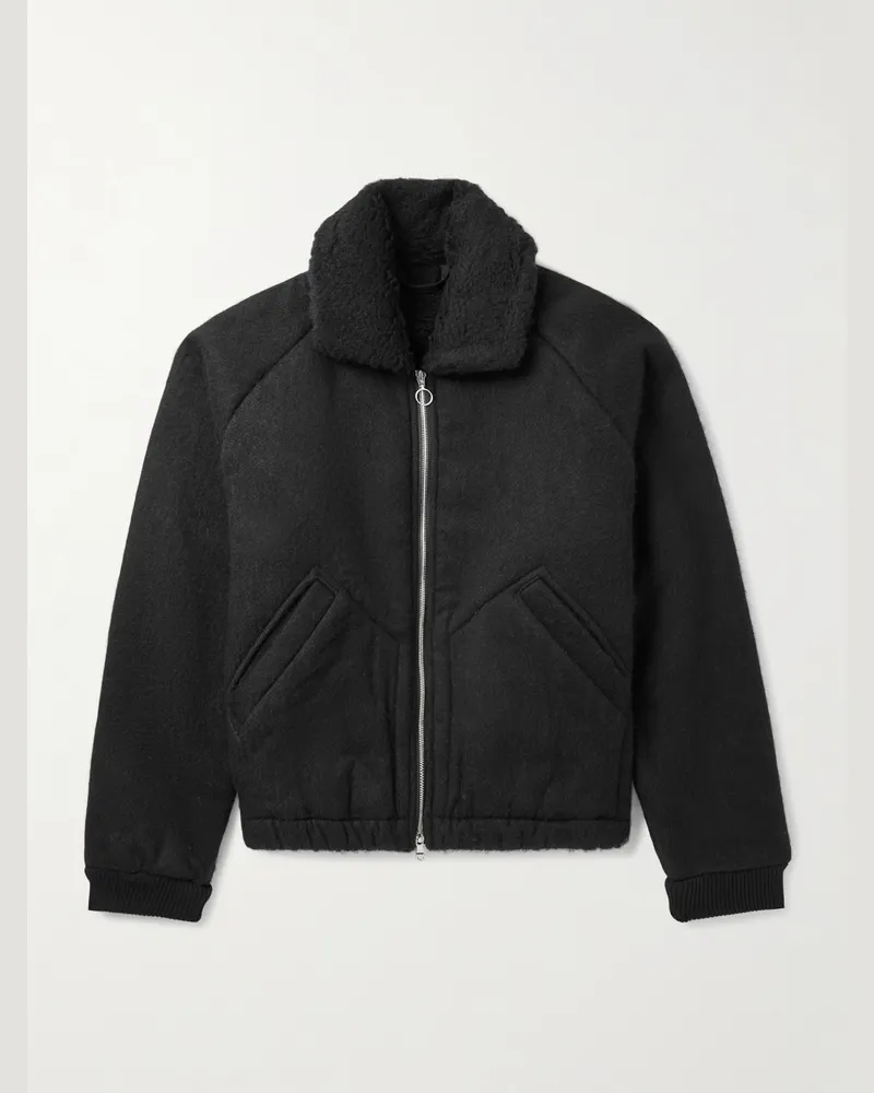 A Kind Of Guise Gobi Bear Cropped Wool and Cotton-Blend Bomber Jacket Black