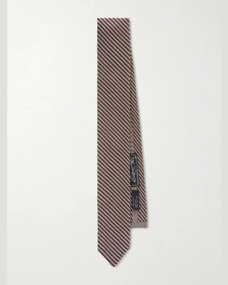 Mfpen Gestreifte Krawatte aus Seidenstrick, 6 cm Braun