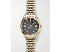 Jacquie Aiche 36 mm gold- und silberfarbene Uhr mit Kristallen