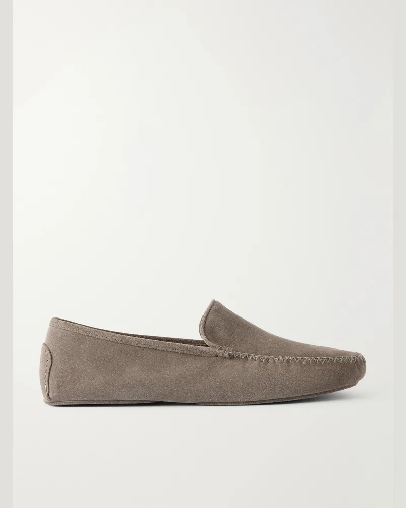 Thom Sweeney Suede Slippers Neutrals