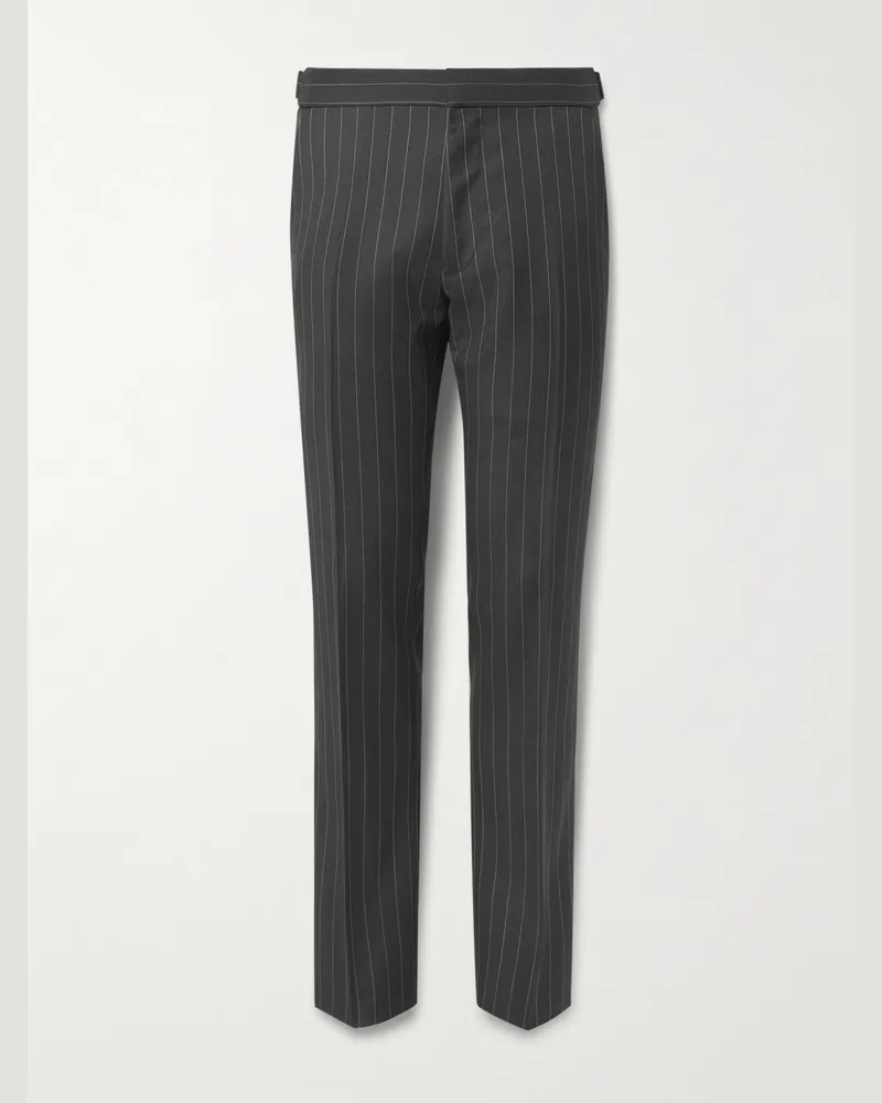 Tom Ford Schmal zulaufende Anzughose aus Twill aus einer Woll-Mohairmischung mit Nadelstreifen Grau