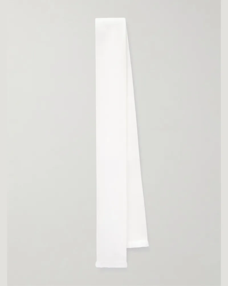 Tom Ford Frayed silk-satin scarf White