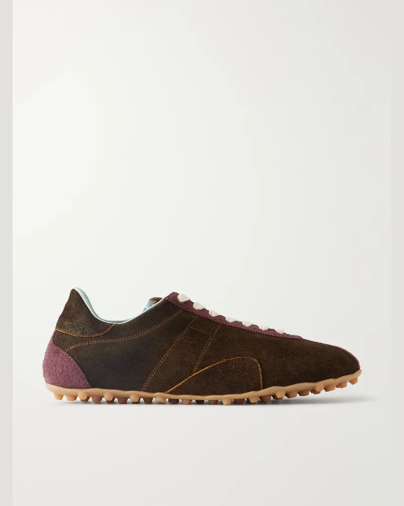 Maison Margiela Sprinters Paneled Suede Sneakers Brown