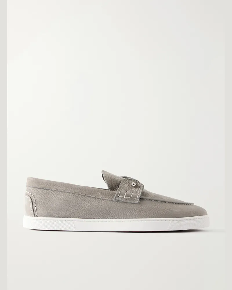 Christian Louboutin Chambeliboat Full-Grain Nubuck Loafers Gray