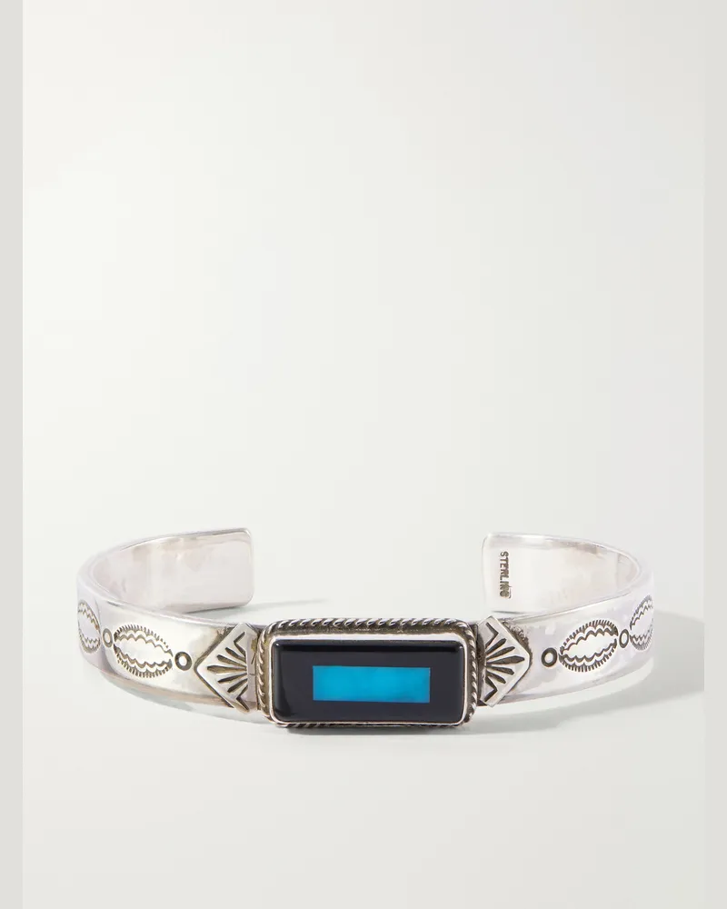Peyote Bird Luke Sterling Silver, Onyx and Turquoise Bracelet Silver