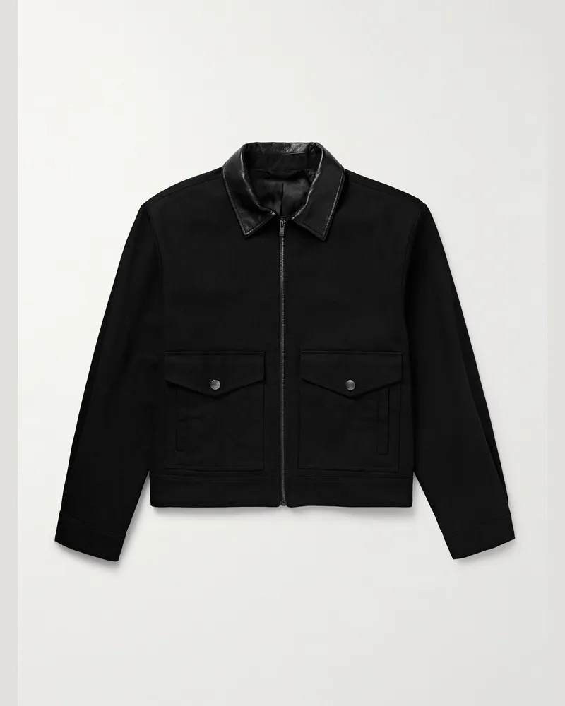 Nili Lotan Donatello Leather-Trimmed Canvas Jacket Black