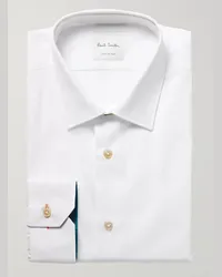 Paul Smith White Slim-Fit Contrast-Cuff Cotton-Poplin Shirt Weiß