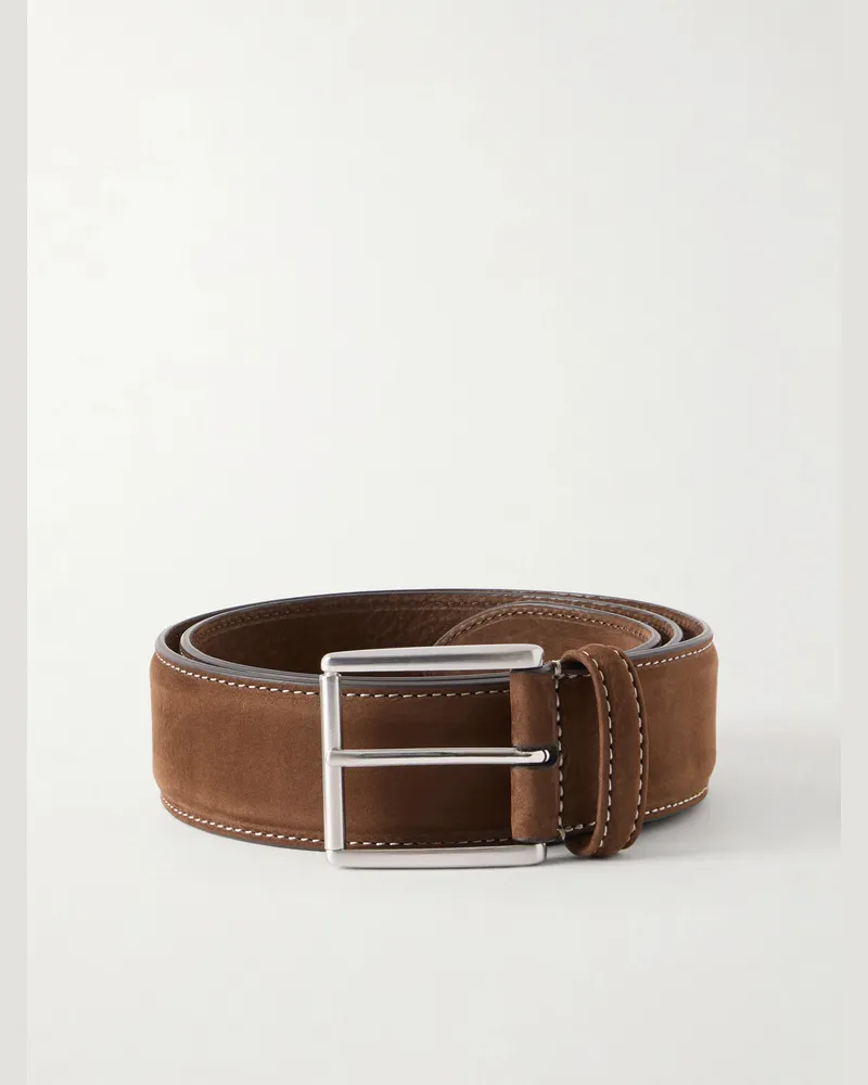 Anderson's 3cm Suede Leather Belt Brown