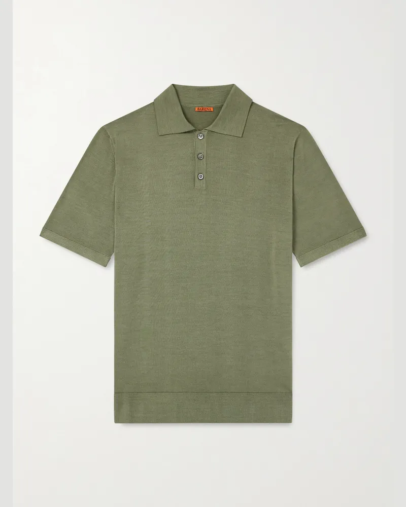 BARENA Marco Merino Wool Polo Shirt Green