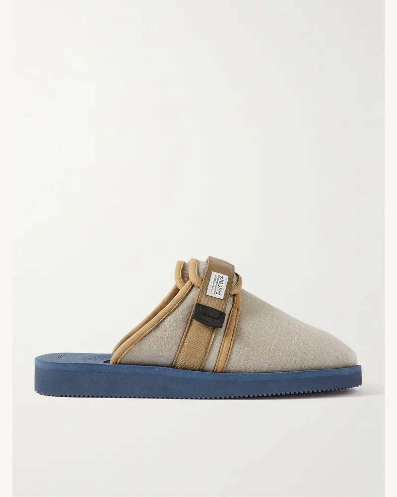 SUICOKE Zavo-FEab Slippers aus Filz mit Webband Braun