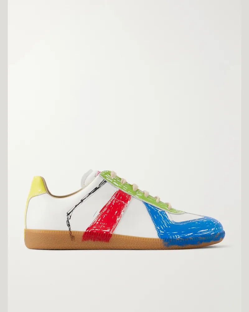 Maison Margiela Replica Painted-Effect Leather Sneakers Multi