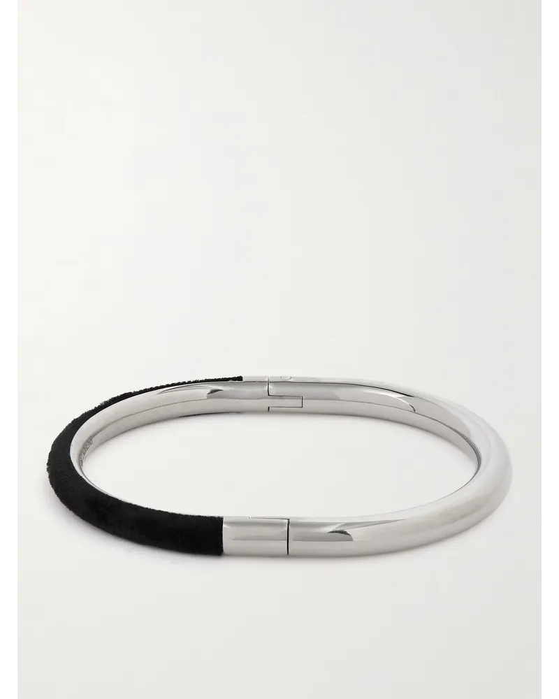 Saint Laurent Silberfarbenes Armband mit Samt Silber