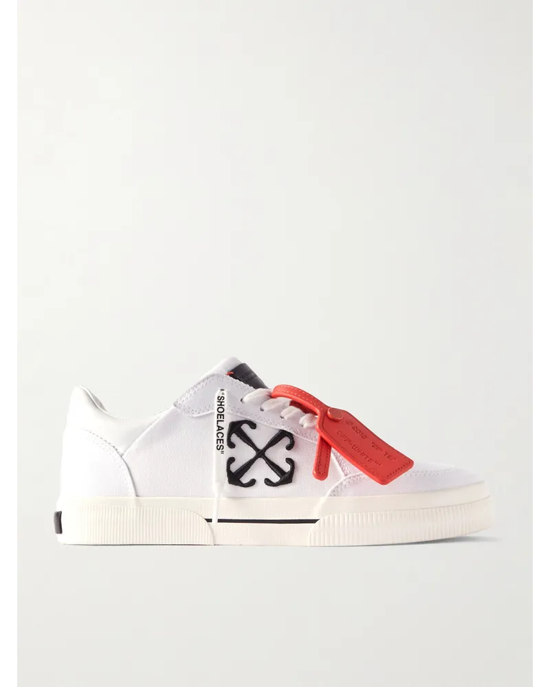 OFF-WHITE Sneakers aus Canvas mit Logostickerei und Lederbesatz Weiß