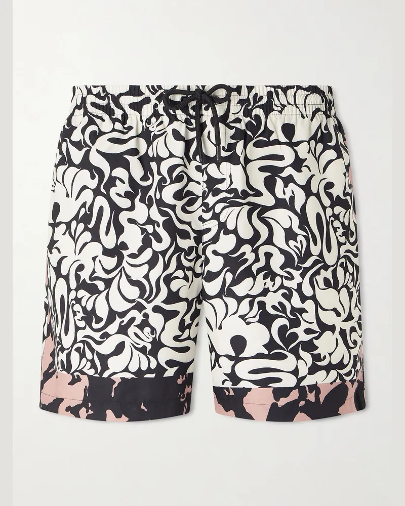 Dries van Noten Straight-Leg Mid-Length Printed Swim Shorts Black