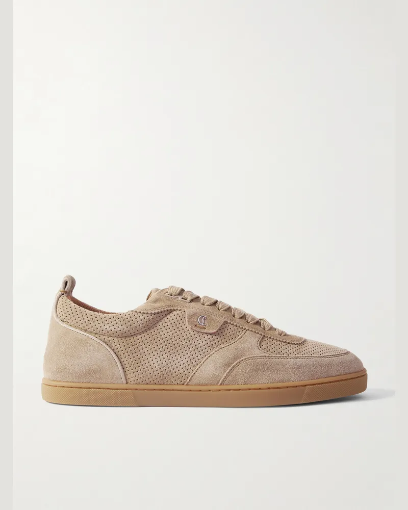 Christian Louboutin Tutti Rui Sneakers aus Veloursleder mit Perforationen Braun