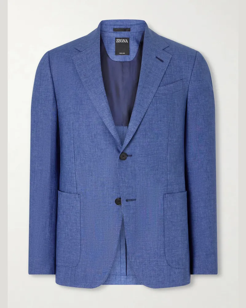 Ermenegildo Zegna Oasi Linen Suit Jacket Blue
