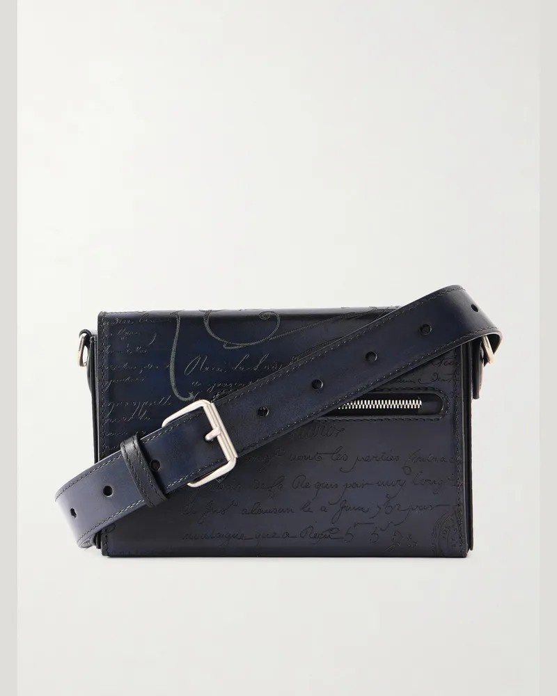 Berluti Jour de Poche Scritto Venezia Leather Messenger Bag Black