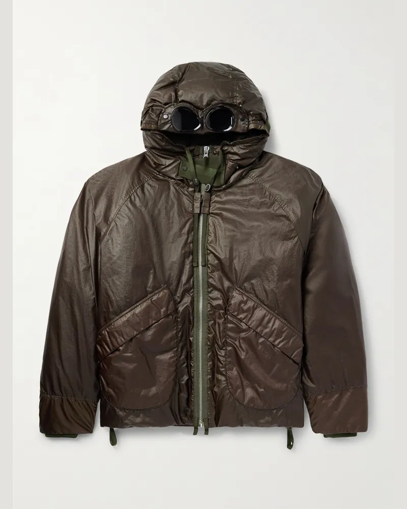 C.P. Company Opal Daunenjacke aus strukturiertem Shell mit Kapuze Grün