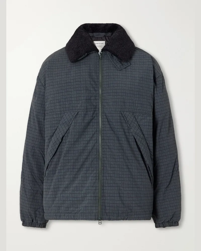 A Kind Of Guise Esca Checked Cotton, Alpaca and Mohair-Trimmed Shell Down Jacket Green