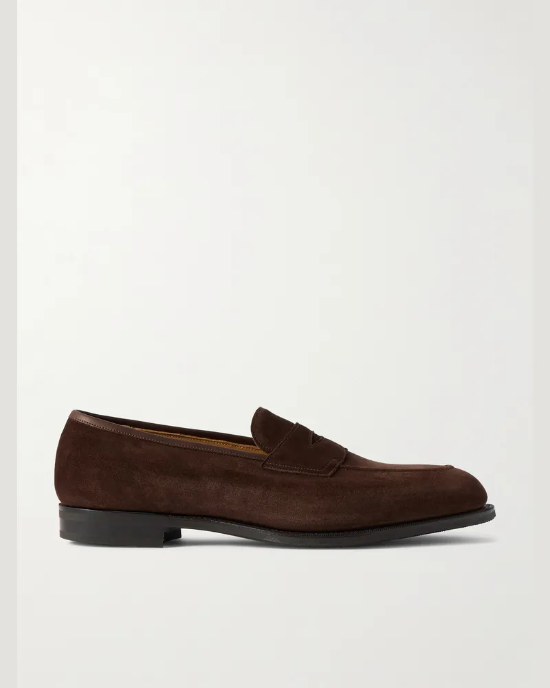 Edward Green Piccadilly Suede Penny Loafers Brown