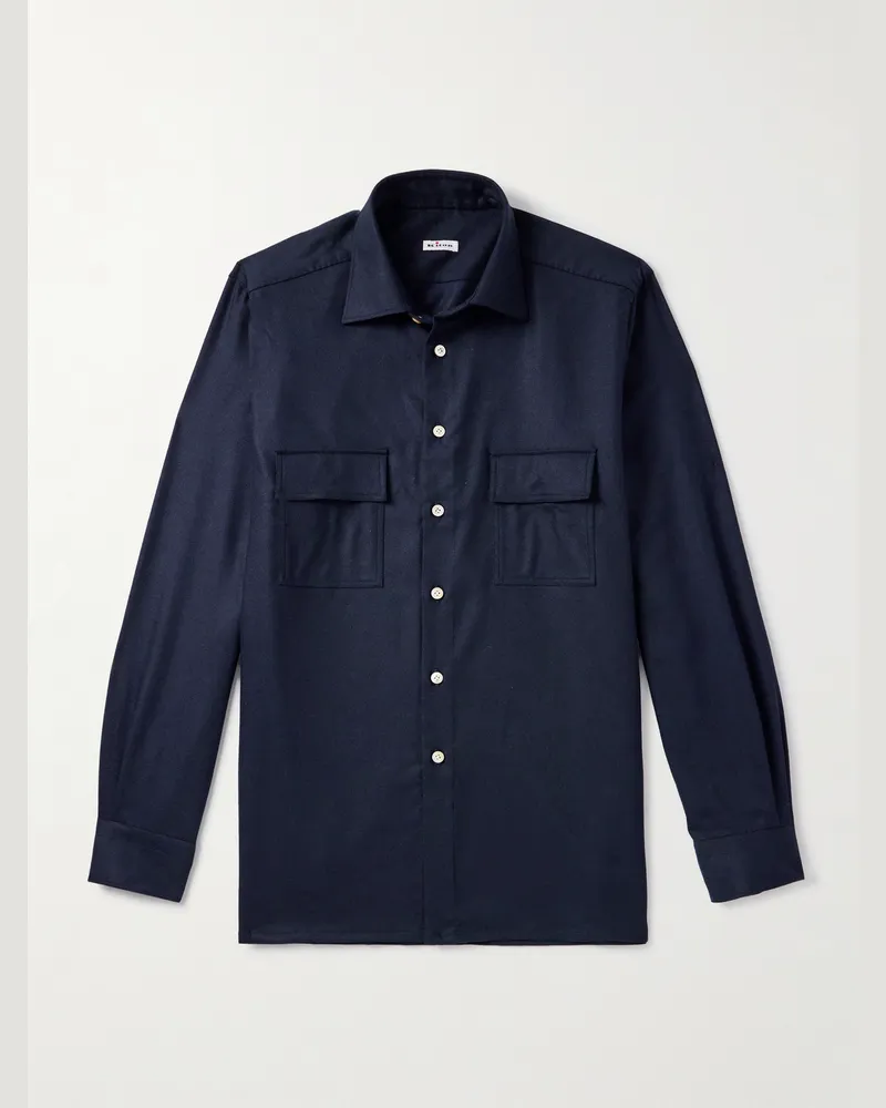 Kiton Flanellhemd aus einer Wollmischung Blau