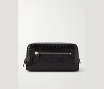 Croc-Effect Leather Wash Bag