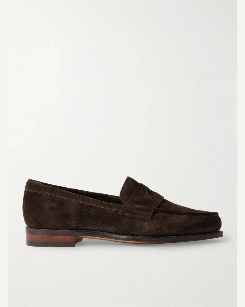 Drake's Charles Pennyloafers aus Veloursleder Braun