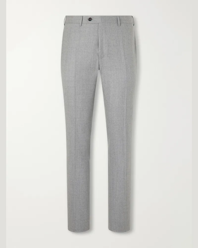 Canali Straight-Leg Wool-Flannel Suit Trousers Gray