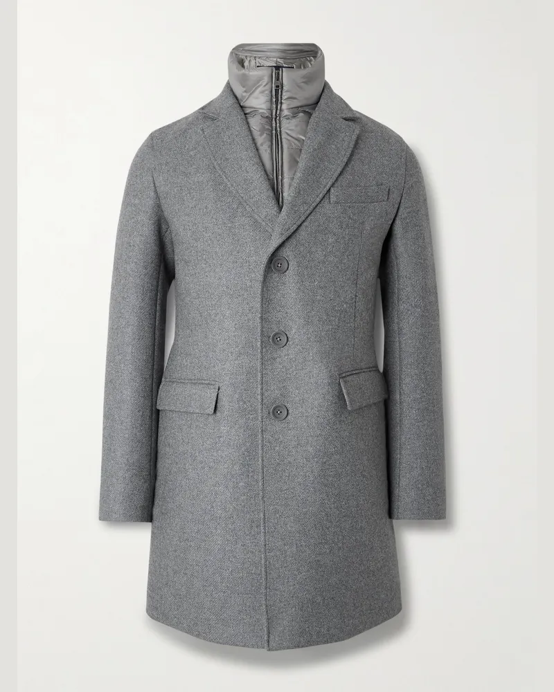 Herno Convertible Padded Wool-Blend and Quilted Shell Coat Gray