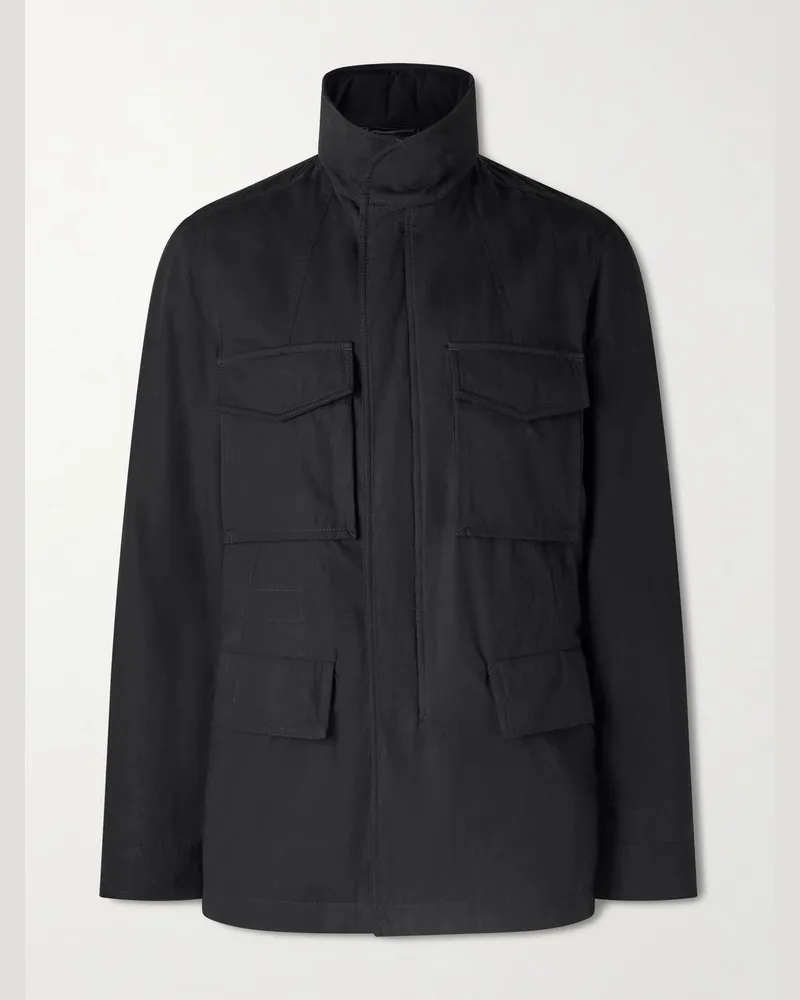 Tom Ford Cotton and Silk-Blend Hooded Field Jacket Black