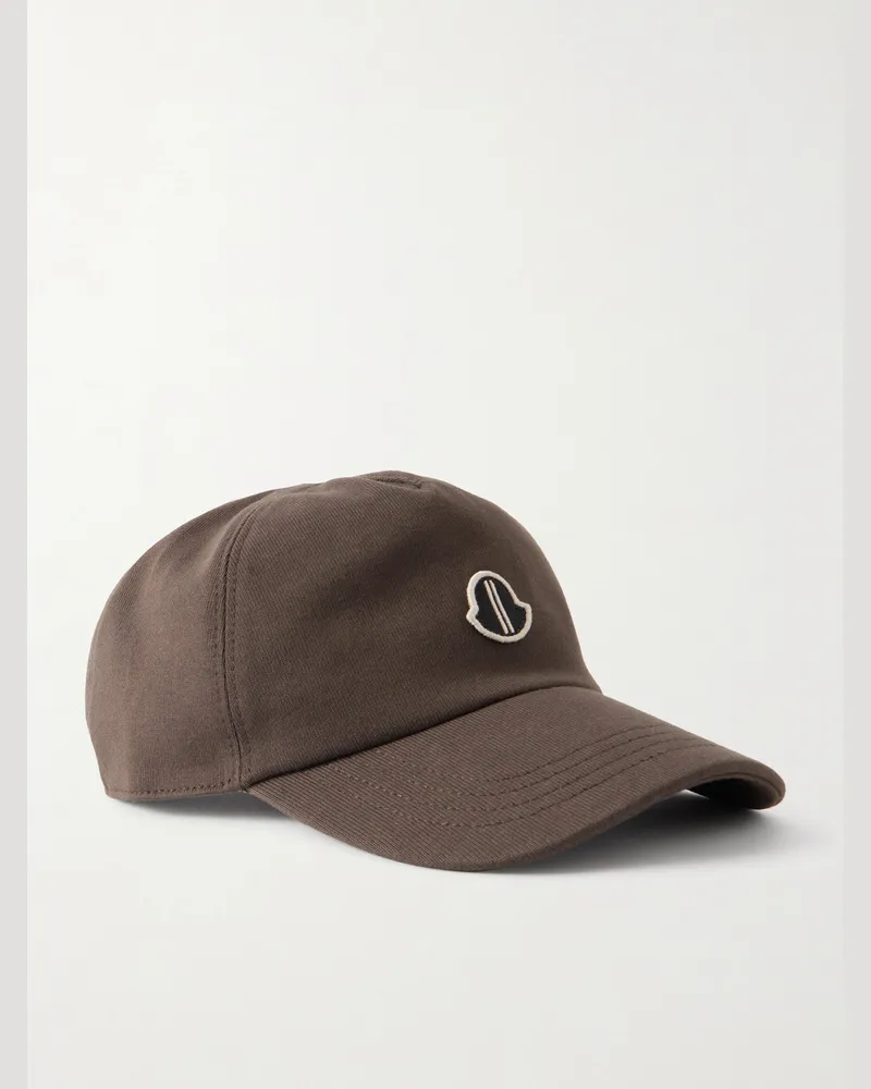 Rick Owens Moncler Logo-Appliquéd Cotton-Jersey Baseball Cap Brown