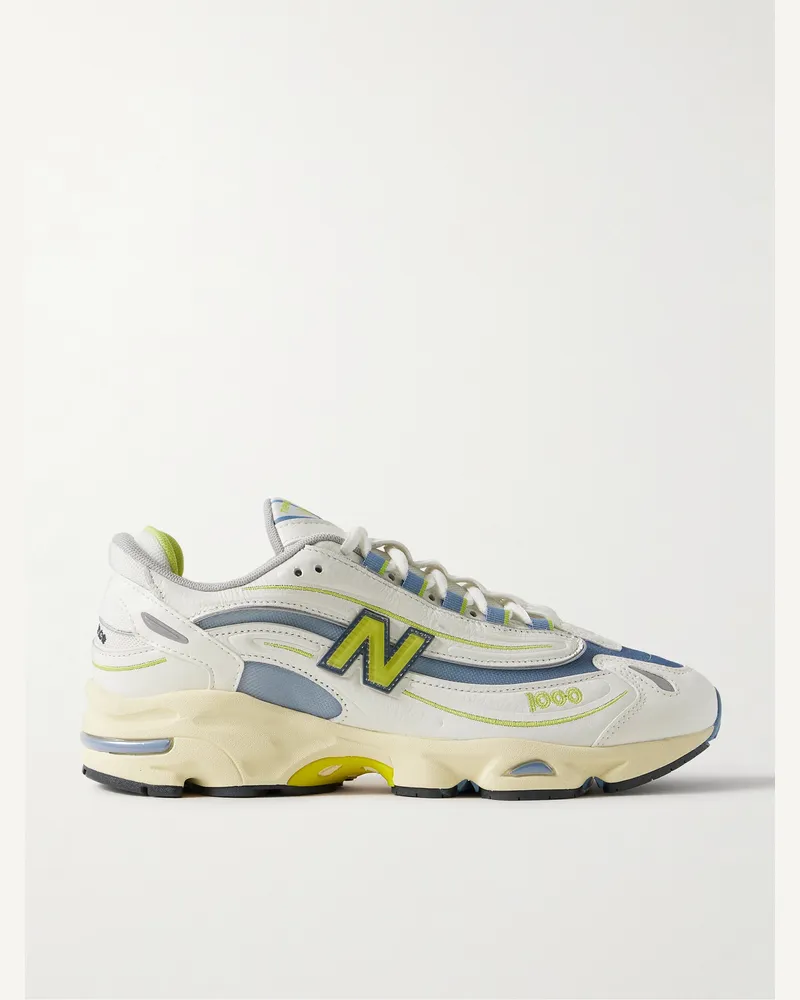 New Balance M1000 Sneakers aus Leder und Mesh mit Stickereien Weiß
