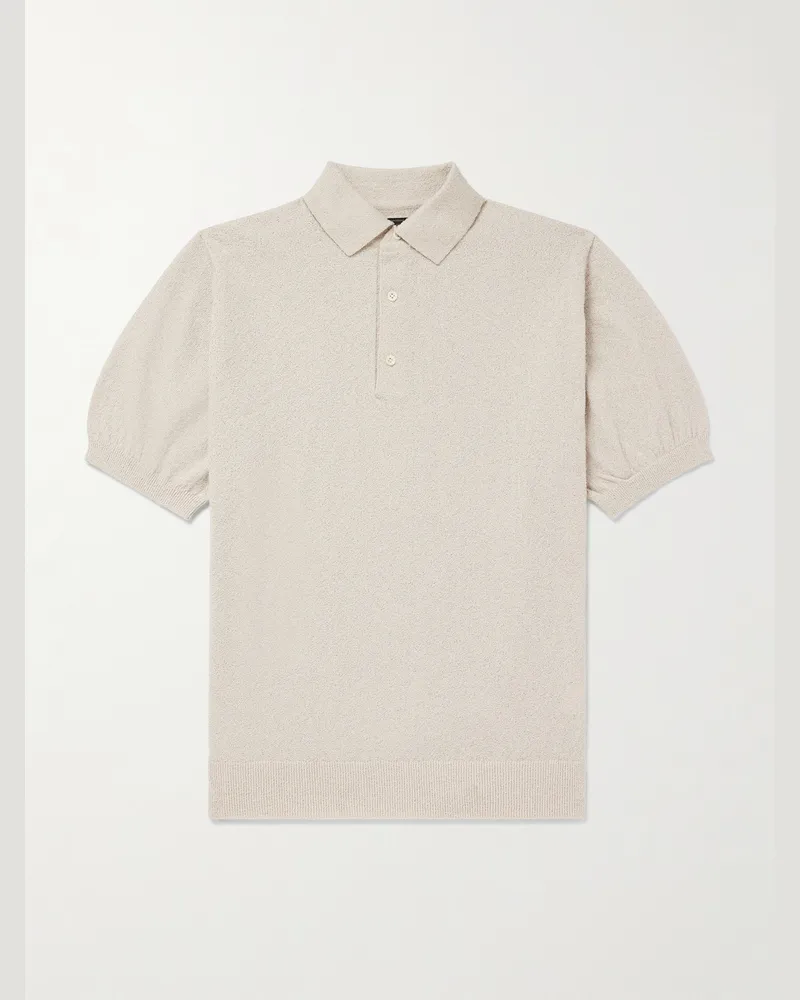 Beams Plus Cotton-Blend Bouclé Polo Shirt Neutrals
