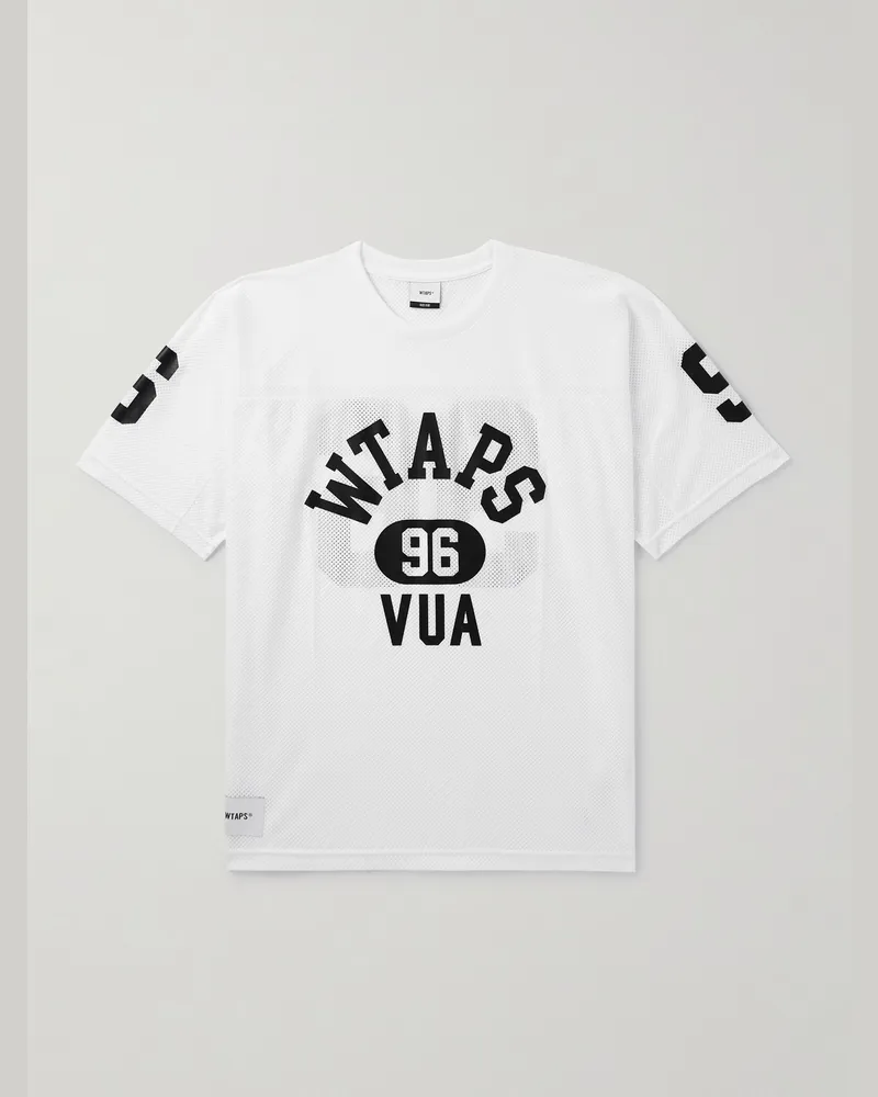 WTAPS Logo-Print Mesh T-Shirt White