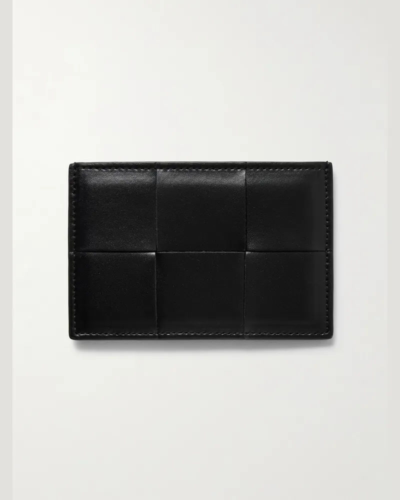 Bottega Veneta Kartenetui aus Intrecciato-Leder Schwarz
