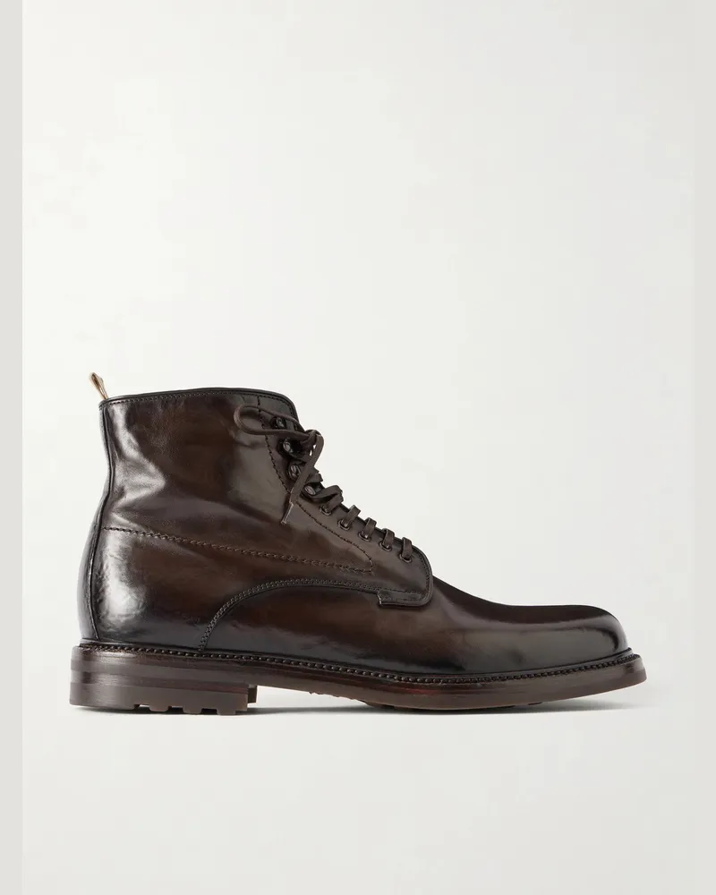 Officine Creative Italia Aston 003 Lace-Up Leather Boots Brown