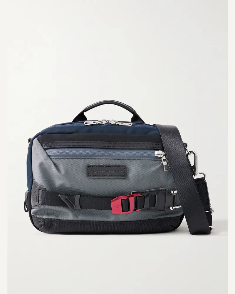 MASTER PIECE Potential kleine Umhängetasche aus CORDURA®-Nylon mit Lederbesatz Grau