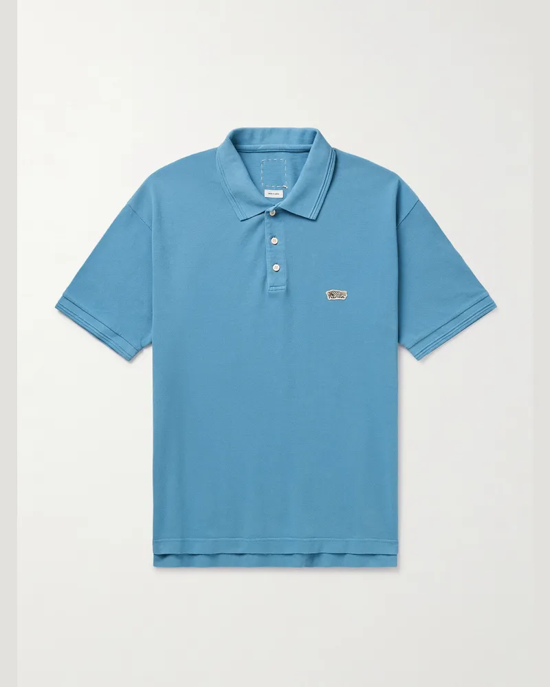 Visvim Jumbo Weller Garment-Dyed Cotton-Piqué Polo Shirt Blue