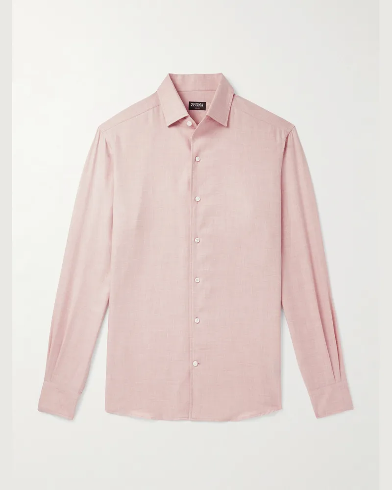 Ermenegildo Zegna Hemd aus einer Baumwoll-Kaschmirmischung Pink