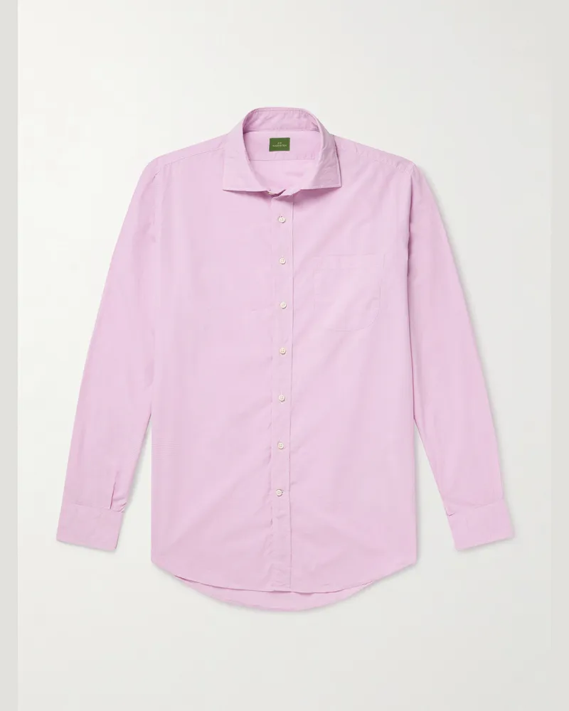 Sid Mashburn Hemd aus karierter Baumwollpopeline mit Cutaway-Kragen Pink