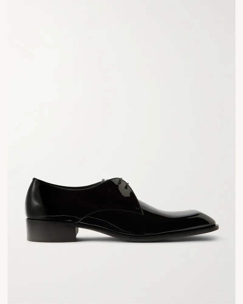Saint Laurent Vadim Derby-Schuhe aus Lackleder Schwarz