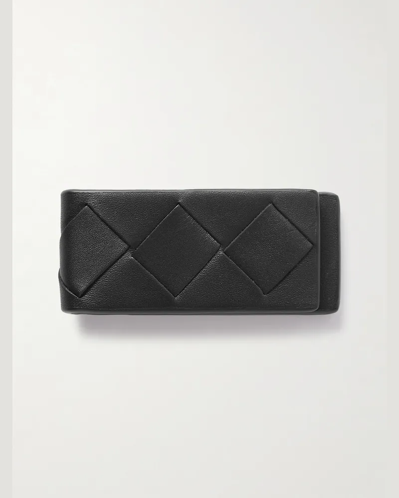 Bottega Veneta Geldklammer aus vollnarbigem Intrecciato-Leder Schwarz