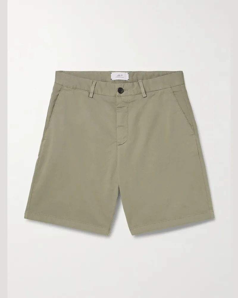 MR P. Straight-Leg Garment-Dyed Cotton-Blend Twill Bermuda Shorts Green