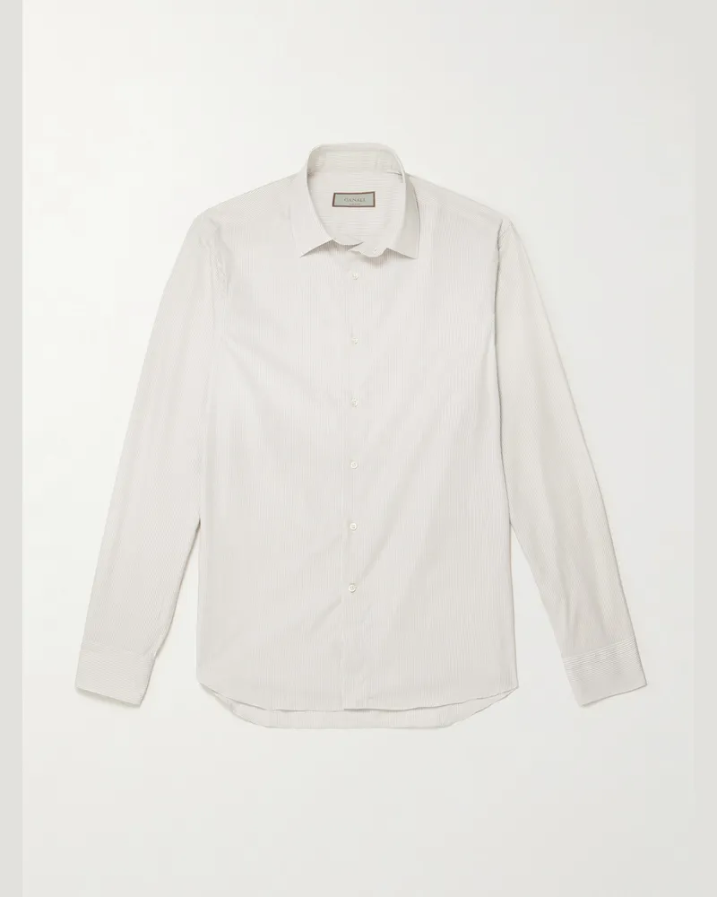 Canali Hemd aus Baumwolle mit Nadelstreifen Braun